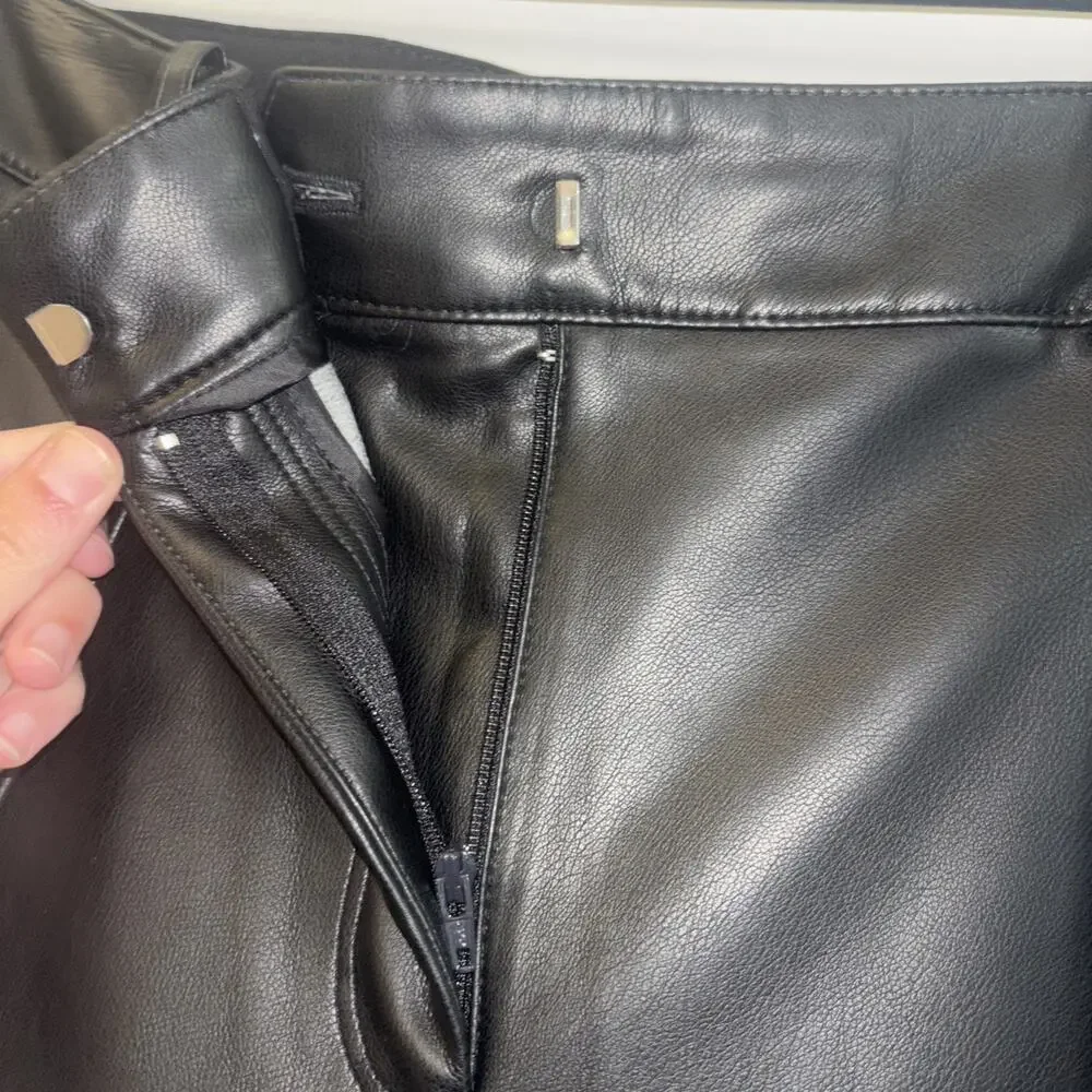 Calvin Faux Leather Pants Women’s Silver Sz 8‎ Black Goth Emo Cybercore Rock Eco